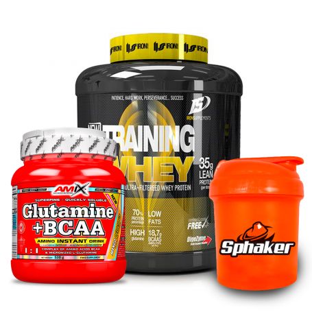 Proteina 2kg Training Whey + Glutamina - Bcaa´s 300 gr Amix + Shaker GRATIS